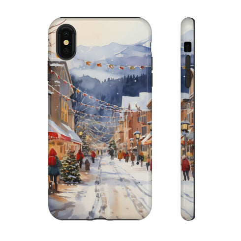 Bustling Victorian Christmas Market - Impact Resistant Phone Case iPhone XS MAX Glossy
